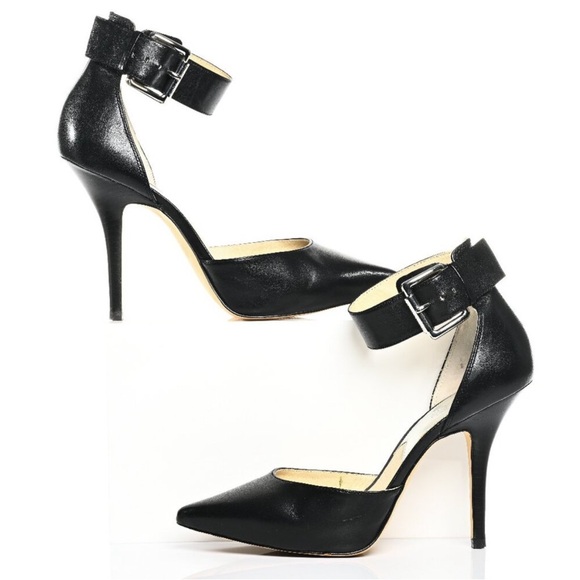 Michael Kors Womens Adelaide Black Leather Ankle Strap Heels Size 8 38.5 - Picture 3 of 12